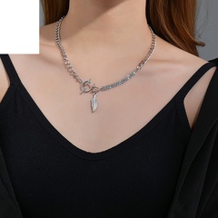 new design sense OT buckle leaf stainless steel necklace wholesale