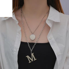 Korean personality hollow letter double thick chain stainless steel necklace