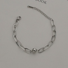 bracelet simple chaîne épaisse tendance en acier inoxydable perle ronde tempérament bracelet bijoux en gros