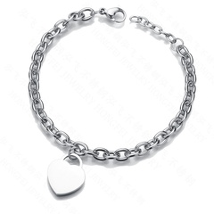 Wish Amazon Simple All-Match Fine Polished Surface Heart Bracelet Stainless Steel Adjustable Lettering Bracelet