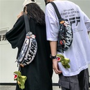 Shoulder Messenger Bag Mens Trendy Brand Chest Bag Student Japanese Style Canvas Minimalism Casual Pouch Ins Super Hot Waist Bag Mens Bagpicture27
