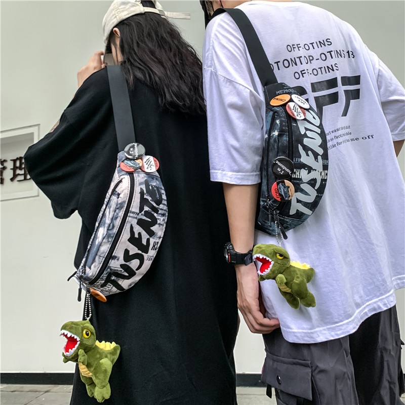 Shoulder Messenger Bag Mens Trendy Brand Chest Bag Student Japanese Style Canvas Minimalism Casual Pouch Ins Super Hot Waist Bag Mens Bag