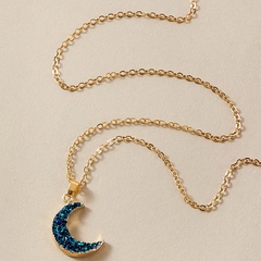 simple fashion jewelry moon pendant necklace meniscus imitation zircon single-layer necklace