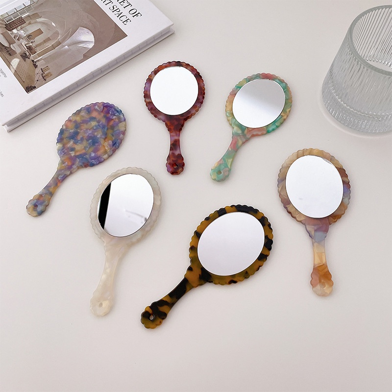 Miroir ovale rtro de mode corenne miroir compact portable maquillage quotidien petit miroir