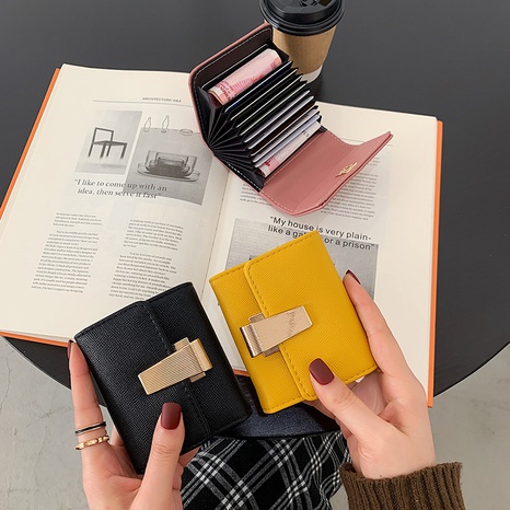 Porte-cartes portefeuille court simple porte-cartes de couleur unie porte-monnaie de grande valeur's discount tags