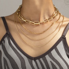 new personality fashion retro golden chain necklace simple multi-layer sweater chain