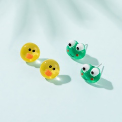European and American cartoon cute little resin frog duck earrings