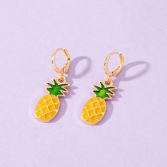 new personality cartoon compact pineapple earrings fashion alloy fruit earrings ear clip