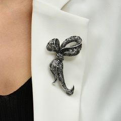Trendy bow brooch black retro diamond brooch girlfriend gift accessories pin