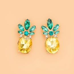 Fashionable temperament pineapple earrings shiny glass diamonds colorful fruit series earringspicture8