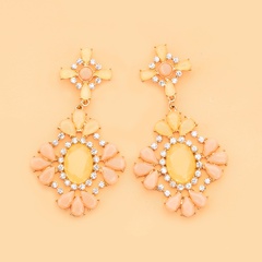 European and American gems drop color exaggerated flower shape big earrings wholesale