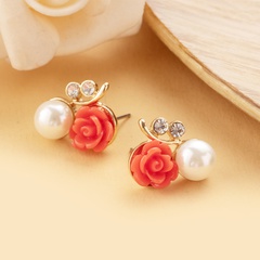 einfache Ohrringe Strass Perle Retro Blütenblatt Ohrringe Ohrringe Zubehör