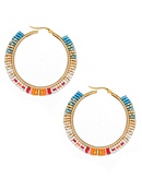 New Miyuki Rice Beads Handmade Beaded Exaggerated Bohemian Rainbow Stainless Steel Hoop Earringspicture14