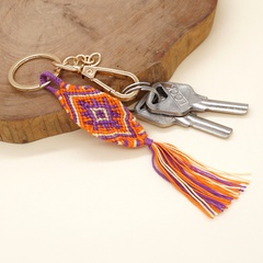 Red Classic Ribbon Cotton Thread Color Matching Hand-Woven Tassel Key Chain Pendant Ethnic Style Small Decorative Pieces