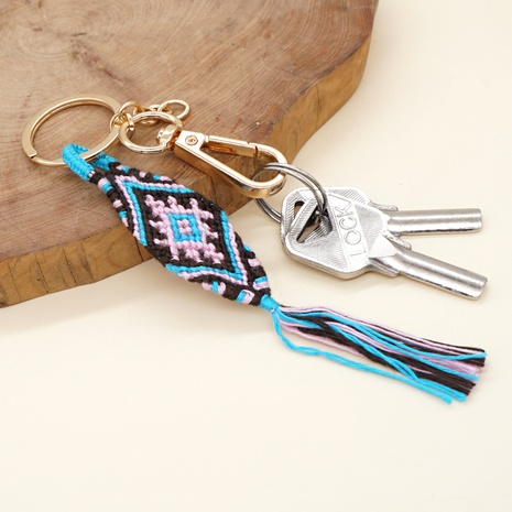 ceinture tressée classique fil de coton couleur assortie gland porte-clés pendentif ethnique sac à vent ornements's discount tags