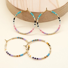 exotic earrings rainbow color matching big ring temperament rice bead earrings