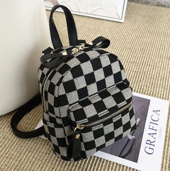 Feeling Small Bag 2021 New Fashion Chessboard Plaid Backpack Schoolgirl's Schoolbag Autumn and Winter Texture Backpack