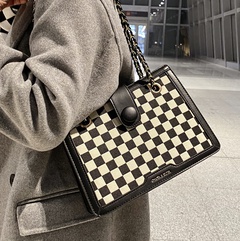 Chain Bag Texture Shoulder Large Capacity Commuter 2021 New Chessboard Plaid Texture Crossbody Tote Retro Women's Bag