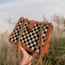 Chain Bag Texture Shoulder Large Capacity Commuter 2021 New Chessboard Plaid Texture Crossbody Tote Retro Womens Bagpicture19