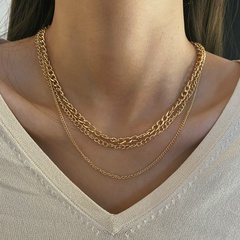 new fashion alloy European and American creative three-layer thick chain clavicle chain