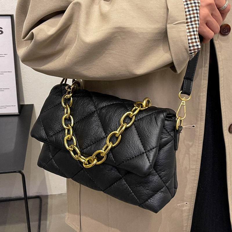Rombic bordado hilo suave fideos 2021 nueva moda Otoo Invierno Retro mujer bolso francs texturizado cadena bolso bandolera bolsa de viaje