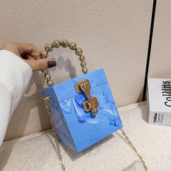 New Acrylic Hard Case Bag Gel Bag Shoulder Crossbody Portable Small Square Box Bag Hand Holding Dinner Bag