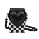 New checkerboard bag heart shape fashion one shoulder messenger beaded bag wholesalepicture17