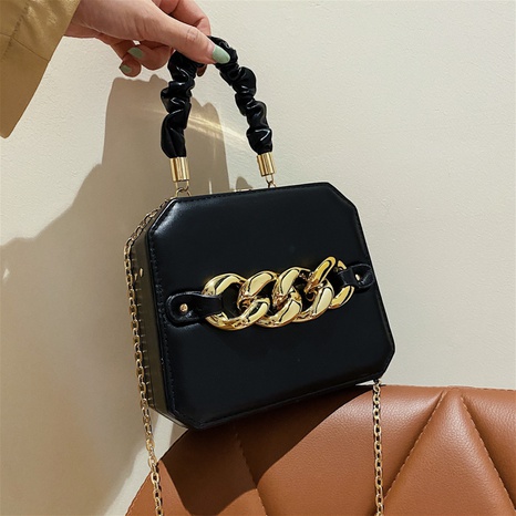 Acrylic Chain Bag 2021 Winter New Box Bag Pleated Portable Small Square Bag Shoulder Crossbody Cosmetic Bag's discount tags