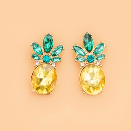 Fashionable temperament pineapple earrings shiny glass diamonds colorful fruit series earringspicture13