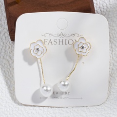 Korean Retro Pearl Camellia 2021 New Trendy Earrings