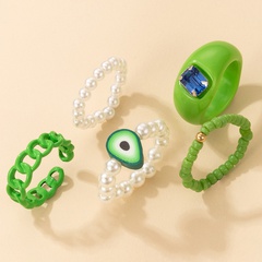 Amazon grenz überschreiten der personal isierter Schmuck Avocado Perle Ring Fünfteiliges Perlen Harz Ring Set