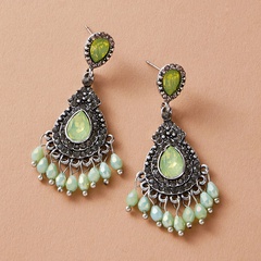 ethnic style jewelry retro diamond earrings beaded emerald earrings
