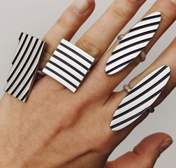 Amazon Cross-Border Personalized Simple Jewelry Drip Striped Ring Three-Piece Geometric Square Ring Set