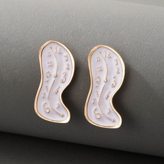 Fashion Simple Jewelry White Peanut Oil Drop Earrings Geometric Irregular Earrings