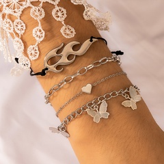 Ali Express grenz überschreitende Mode im Ins-Stil, silbernes Schmetterlings armband, vierteiliges flammen gewebtes Armband set