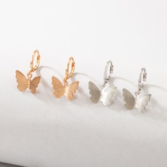 Japanese and Korean Sweet Dream Cute Style Ear Rings Simple Gold and Silver Contrast Color Alloy Animal Butterfly Earrings Set