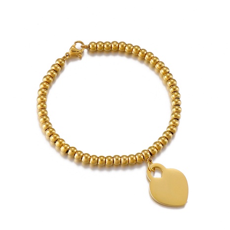 Bracelet en acier au titane de style européen et américain bracelet pendentif coeur de pêche en perles rondes's discount tags