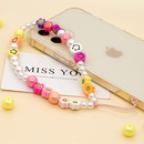 ethnic soft pottery imitation pearl flower smiley face woven color beads mobile phone chain lanyardpicture11