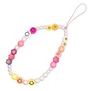 ethnic soft pottery imitation pearl flower smiley face woven color beads mobile phone chain lanyardpicture12