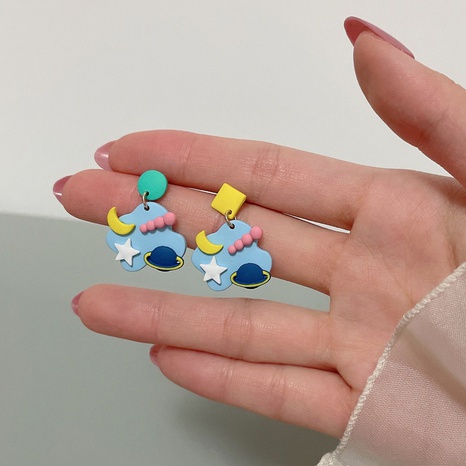 Korean Moon Star Universe Earrings Small Fresh Candy Earrings's discount tags