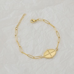 Nouveau bracelet en acier inoxydable à longue chaîne en forme de O en forme de croix ovale en or 14 carats européen et américain