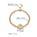 Personality AllMatch Stitching round Shaped Pattern Bracelet Female French Ins Retro Style 14K Gold Stainless Steel Hand Jewelrypicture8