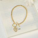 European and American new 14K gold OT buckle Cuban chain heartshaped stainless steel braceletpicture8