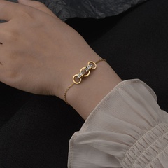 Korean simple diamond bracelet female creative 14K gold titanium steel hand jewelry