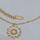 Japanese and Korean New Fresh SUNFLOWER Necklace Womens Niche Design Stainless Steel Diamond Little Daisy Clavicle Chain Fashionpicture8