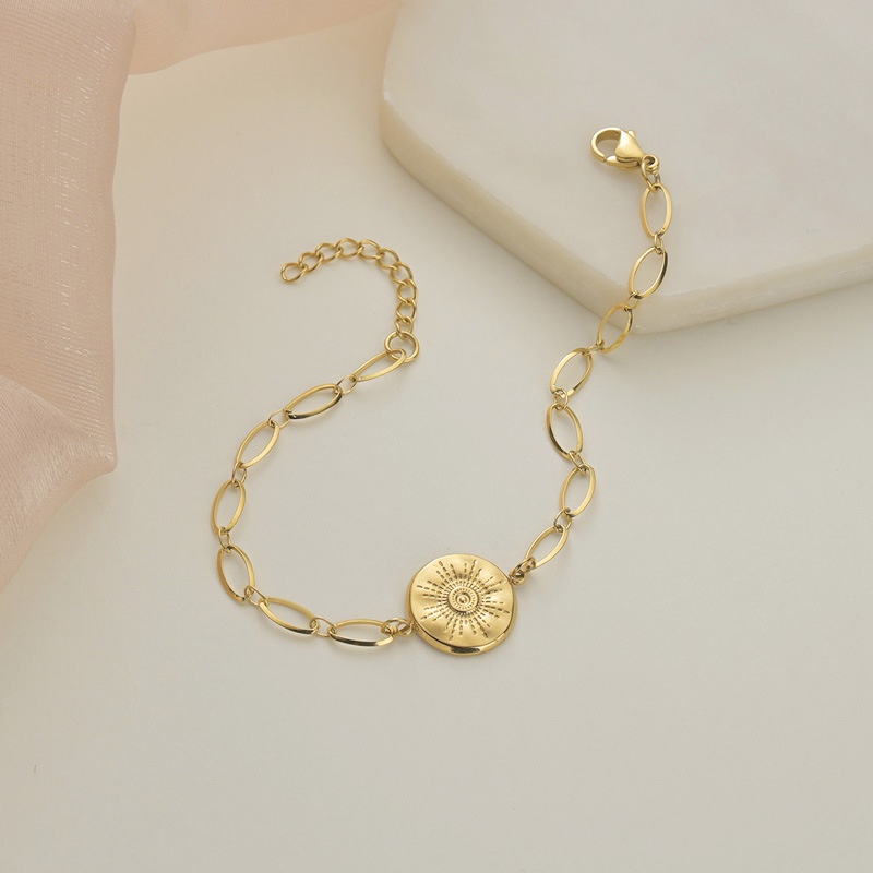 new long Ochain round brand eyes stainless steel bracelet female 14K gold hand jewelry accessories