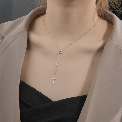 Estilo francés estilo Simple 14K oro malaquita Acero inoxidable collar tendencia femenina nuevos accesorios versátiles de cadena de clavícula's discount tags