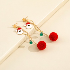 new Christmas creative design cartoon Santa Claus tassel hair ball five-pointed star earrings accessories