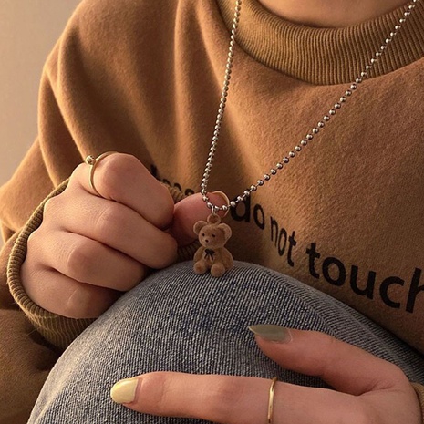 Plush Bear Sweater Chain 2021new Year Long Necklace Women's Long Clavicle Chain Accessories Necklace Women's Gift's discount tags