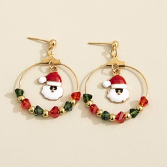 new hot selling Christmas earrings creative design cartoon Santa Claus color beads earrings
